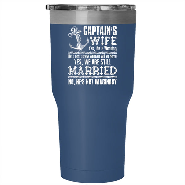 Captain's Wife Tumbler 30 oz Stainless Steel, Cool Just Married Travel Mug