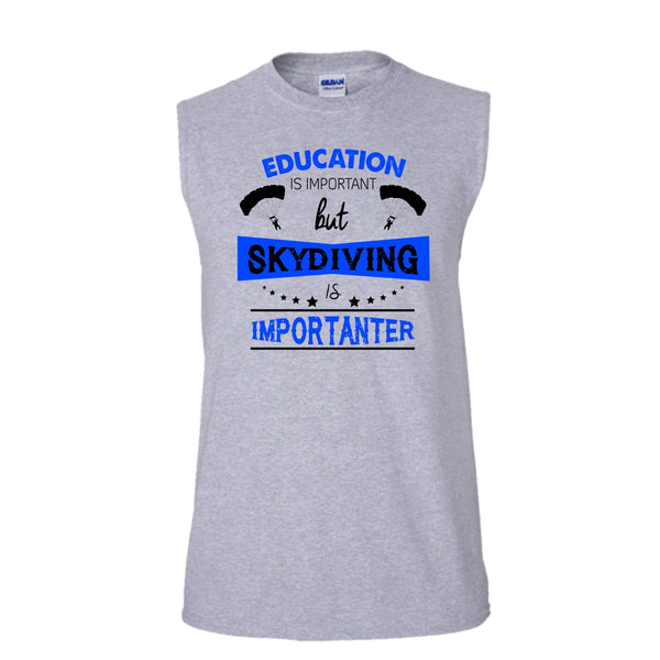 Education Is Important But Skydiving Is Importaner Shirt, Skydiving Shirt (Men's Cotton Sleeveless)