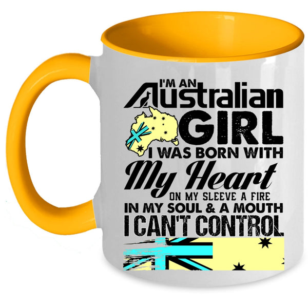 I Was Born With My Heart Coffee Mug, I'm An Australian Girl Accent Mug