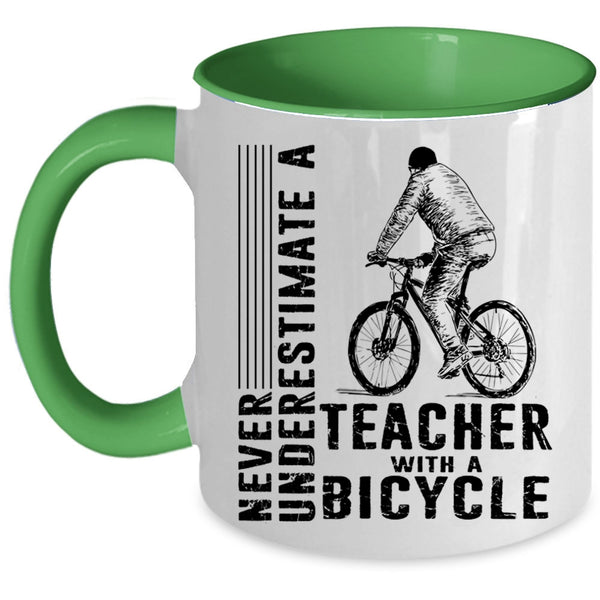 Cool Teacher Coffee Mug, Teacher With A Bicycle Accent Mug