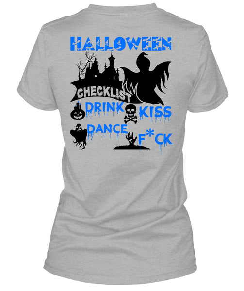 Halloween Checklist Drink Kiss Dance T Shirt, Wait For Halloween T Shirt