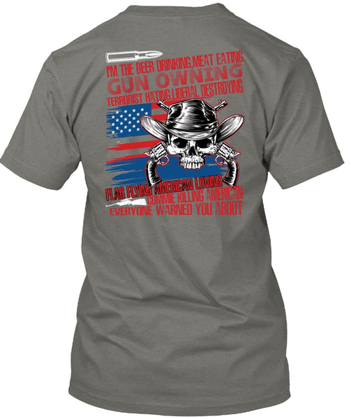 Meat Eating Gun Owning T Shirt, Flag Flying T Shirt