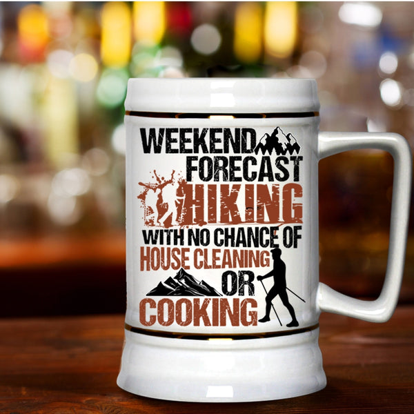 I Love Hiking Beer Stein 22oz, Weekend Forecast Hiking Beer Mug
