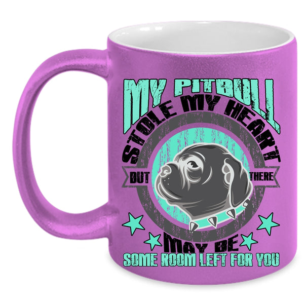 I Love My Pitbull Coffee Mug, My Pitbull Stole My Heart Accent Mug