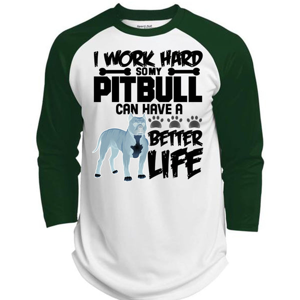 I Work Hard So My Pit Bull T Shirt, I Love Pit Bull T Shirt, Awesome T-Shirts  (Polyester Game Baseball Jersey)