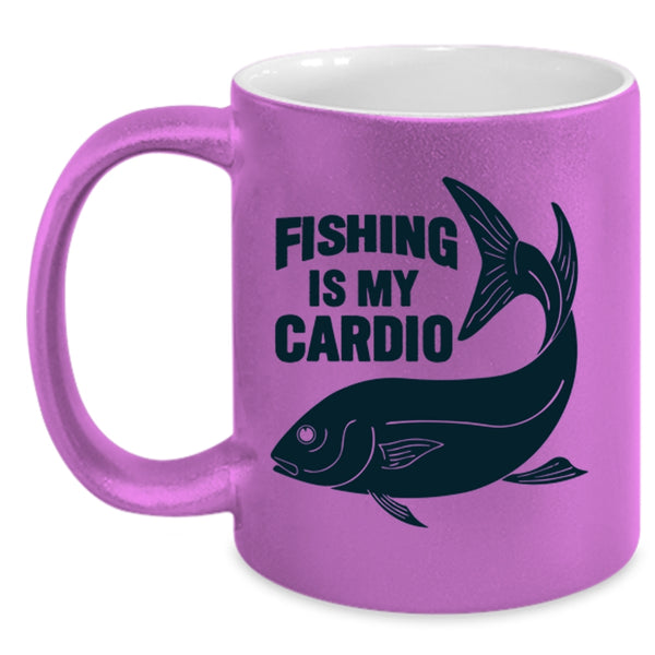 Funny Gift For Fisher Coffee Mug, Fishing Is My Cardio Accent Mug