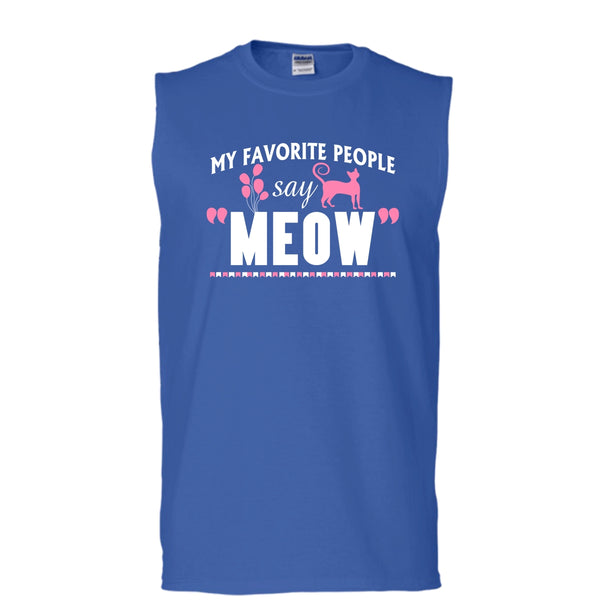 My Favorite Say Meow Shirt, Cool Cat Shirt (Men's Cotton Sleeveless)