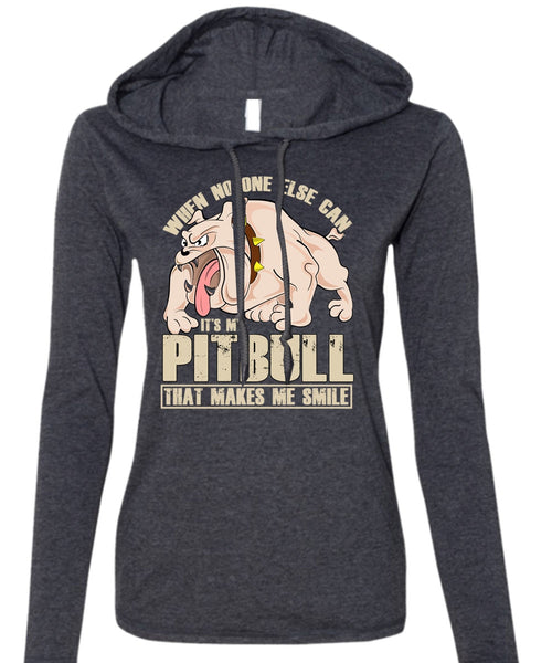It's My Pit Bull T Shirt, Makes Me Smile T Shirt (Anvil Ladies Ringspun Hooded)
