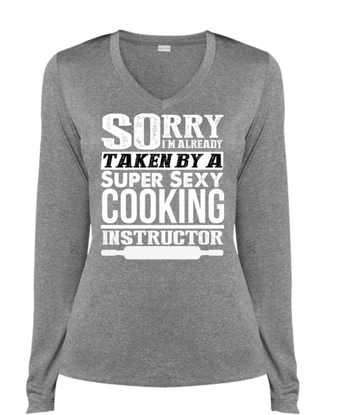 Cooking Instructor T Shirt, Being A Chef T Shirt, Cool Shirt (Ladies LS Heather V-Neck)
