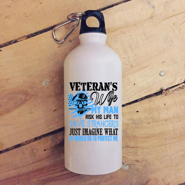 Veteran's Wife 20 oz Stainless Steel Bottle,I Love My Veteran Outdoor Sports Water Bottle