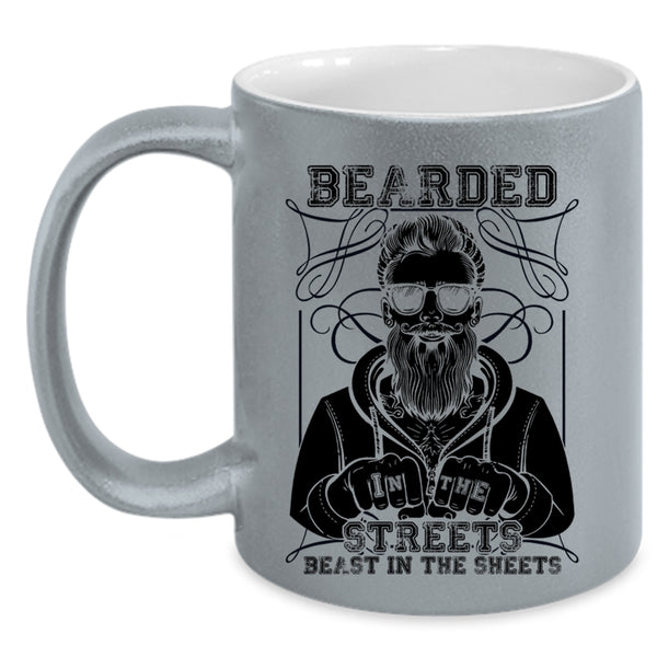 Cool Gift For Bearded Men Coffee Mug, Bearded In The Streets Accent Mug