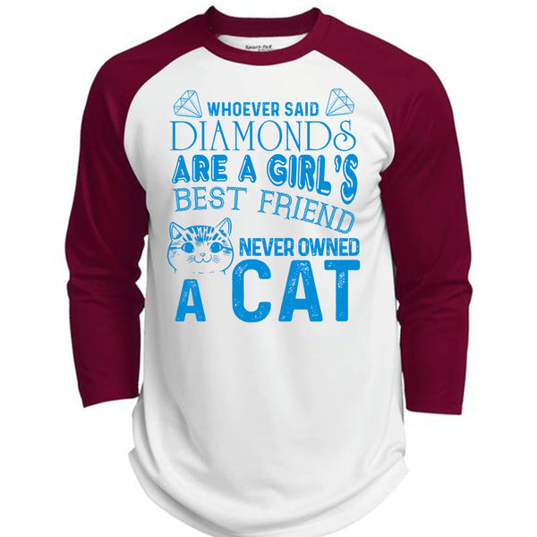 Diamonds Are A Girl's Best Friend Never Owned A Cat T Shirt, My Favorite T Shirt, Awesome T-Shirts  (Polyester Game Baseball Jersey)