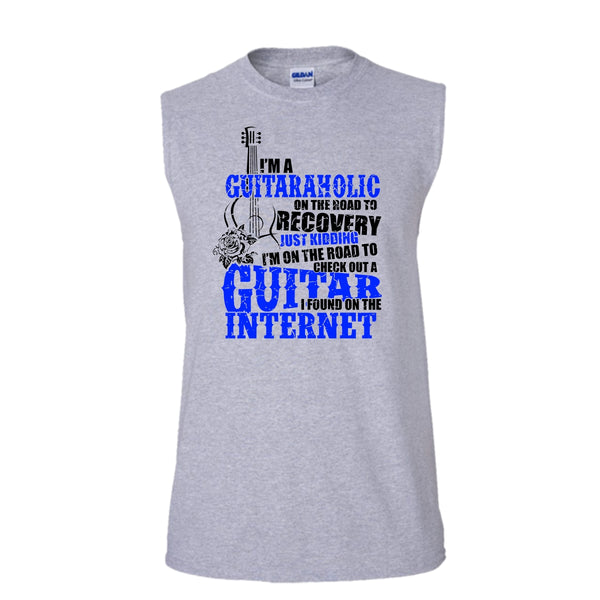 I'm A Guitaraholic T Shirt, Coolest Guitaraholic Tank Top (Men's Cotton Sleeveless)