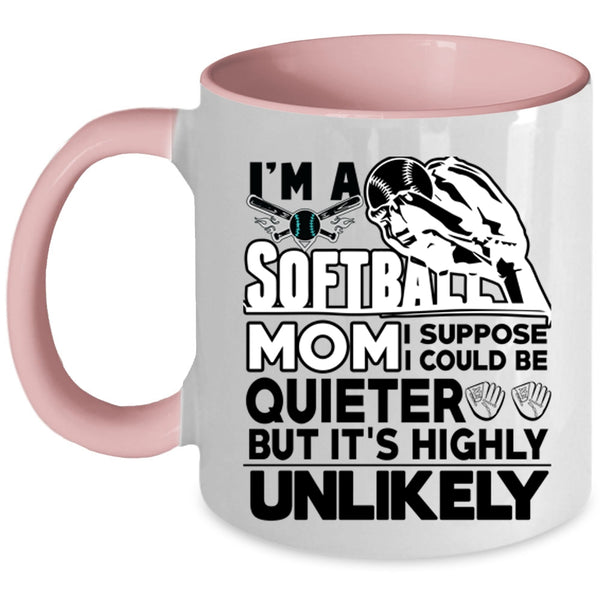 Cute Softball Mom Coffee Mug, I'm A Softball Mom Accent Mug