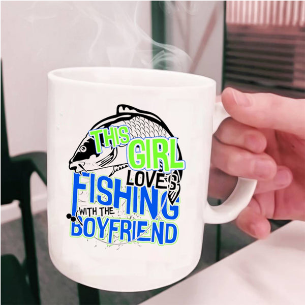 Cute Couple Coffee Mug, This Girl Loves Fishing With The Boyfriend Cup