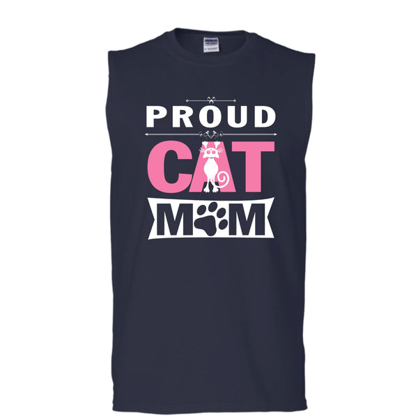 Proud Cat Mom Shirt, Cool Mom Shirt (Men's Cotton Sleeveless)