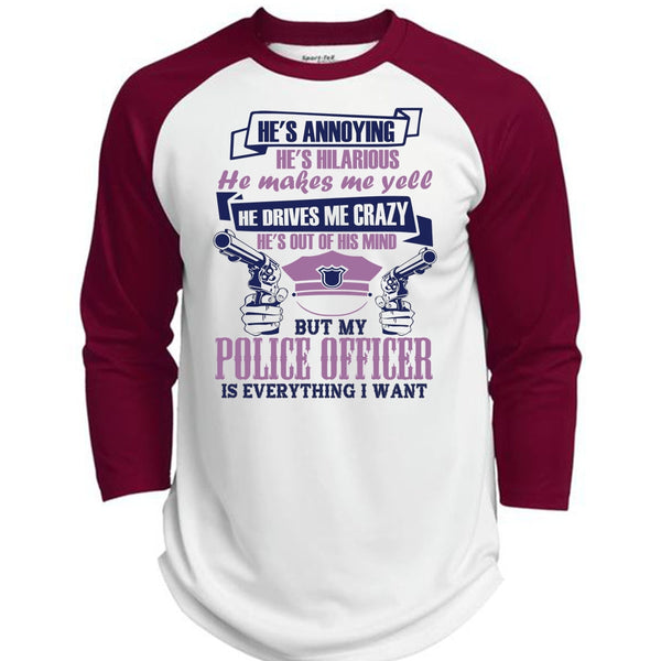 My Police Officer Is Everything I Want T Shirt, I Love Police T Shirt, Awesome T-Shirts  (Polyester Game Baseball Jersey)