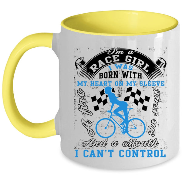 I Was Born With My Heart Coffee Mug, I'm A Race Girl Accent Mug