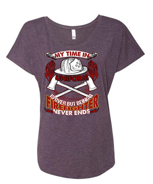 Being A Firefighter T Shirt, I Love Firefighter T Shirt, Cool Shirt (Ladies' Triblend Dolman Sleeve)