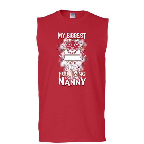 My Biggest Reason For Living T Shirt, Calls Me Nanny T Shirt, Cool T Shirt (Men's Cotton Sleeveless)