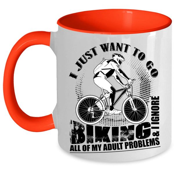 I Ignore All Of My Adult Problems Coffee Mug, I Just Want To Go Biking Accent Mug