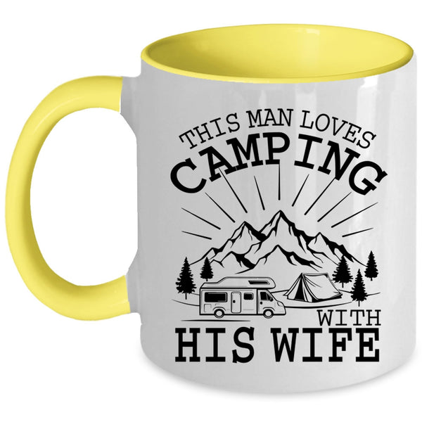 Married Coffee Mug, This Man Loves Camping With His Wife Accent Mug