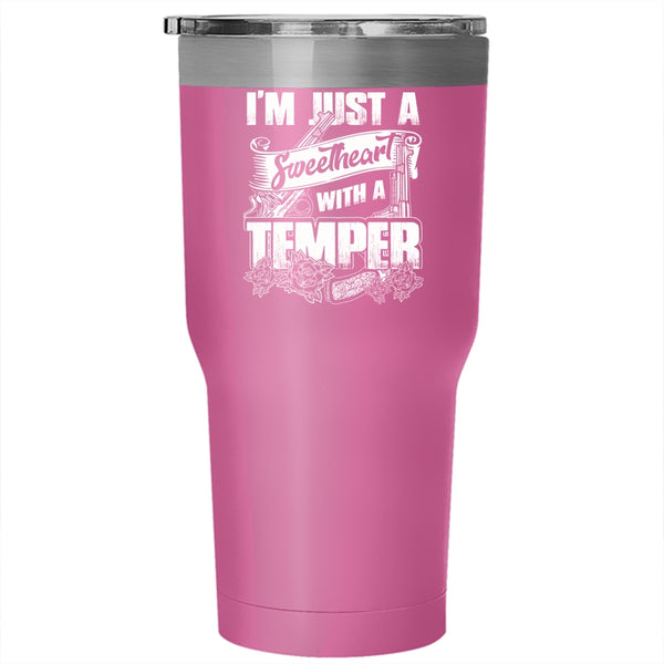 I'm Just A Sweetheart With A Temper Tumbler 30 oz Stainless Steel, Cool Couple Travel Mug