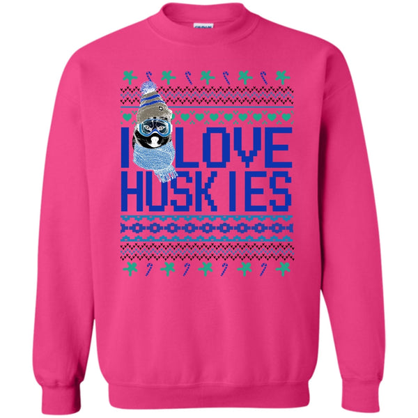 Dog Merry Christmas T Shirt, I Love Huskies Sweatshirt