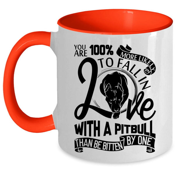 Cute Pitbull Owner Coffee Mug, Fall In Love With A Pitbull Accent Mug