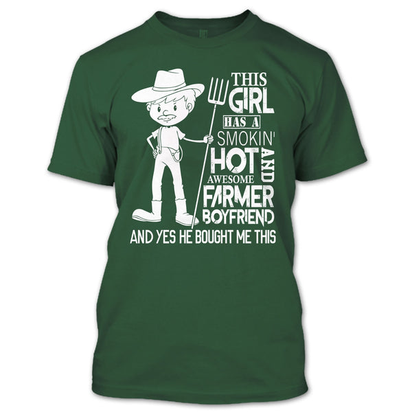 Awesome Farmer Boyfriend T Shirt, Coolest Farmer's Girlfriend T Shirt