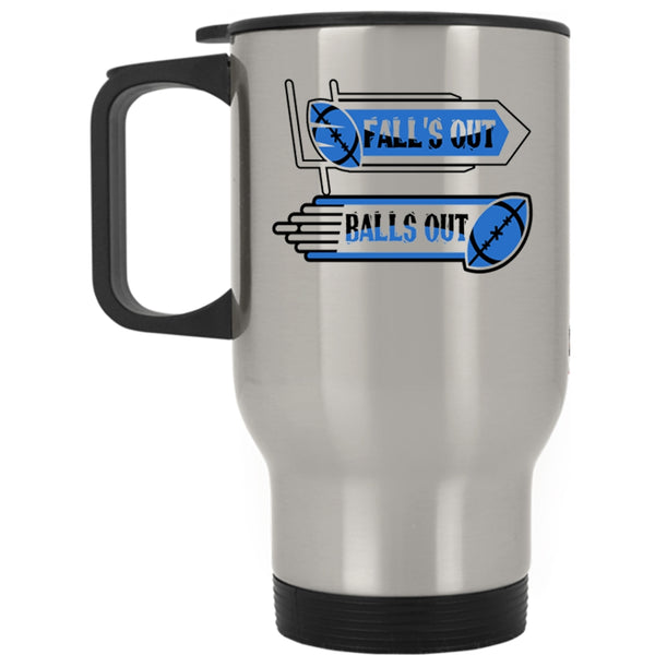 Funny Rugby Players Travel Mug, Fall's Out Balls Out Mug