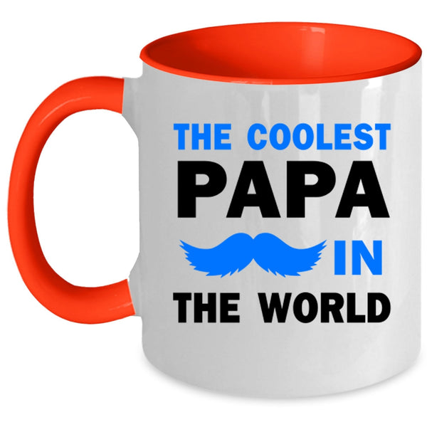 Cool Papa Coffee Mug, The Coolest Papa In The World Accent Mug