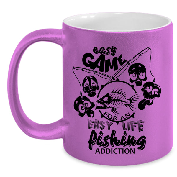 Fishing Addiction Coffee Mug, Easy Game For An Easy Life Accent Mug