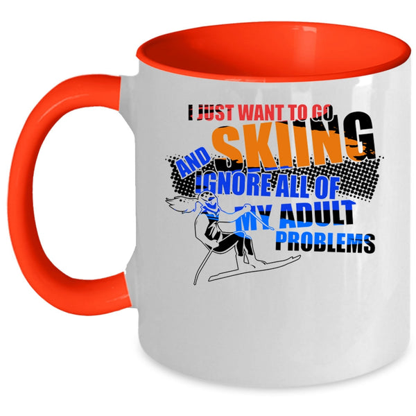 Awesome Skiing Coffee Mug, I Just Want To Go Skiing Accent Mug