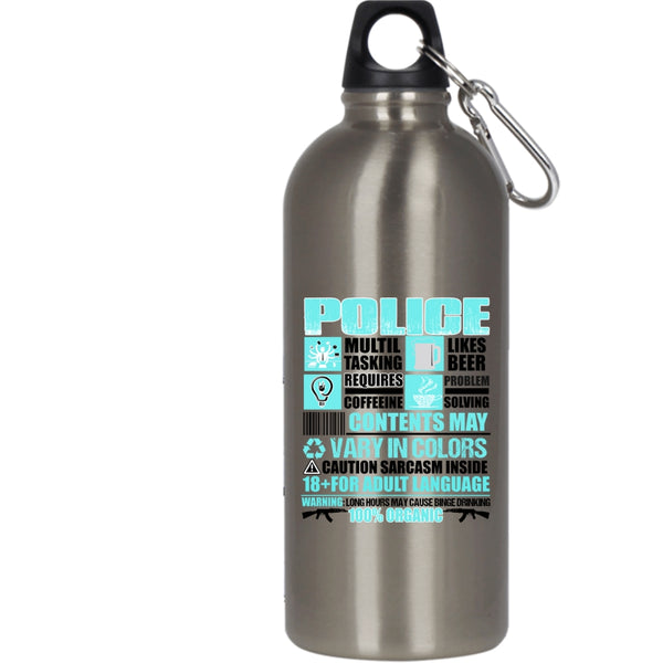 Police 20 oz Stainless Steel Bottle,Awesome Gift For Policemans Outdoor Sports Water Bottle