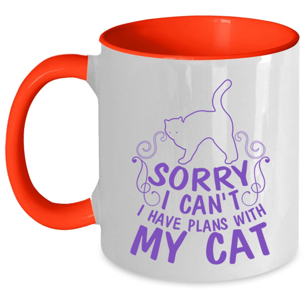 Cute Gift For Cat Lovers Coffee Mug, I Have Plans With My Cat Accent Mug