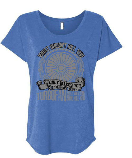 Strong Except Turbofan T Shirt, Being A Mechanic T Shirt, Cool Shirt (Ladies' Triblend Dolman Sleeve)