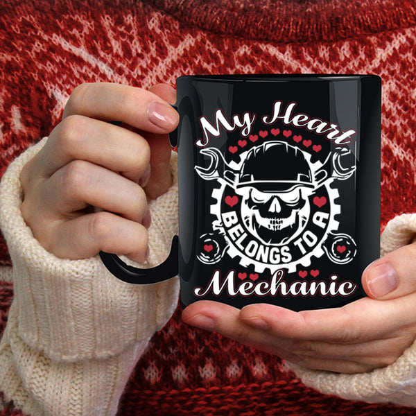 My Heart Belongs To A Mechanic Coffee Mug, Cute Love Coffee Cup