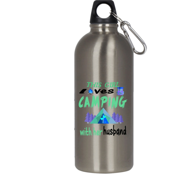 This Girl Loves Camping With Her Husband 20 oz Stainless Steel Bottle,Married Outdoor Sports Water Bottle