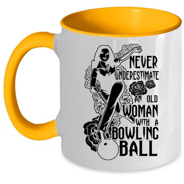 Cool Grandma Coffee Mug, An Old Woman With A Bowling Ball Accent Mug