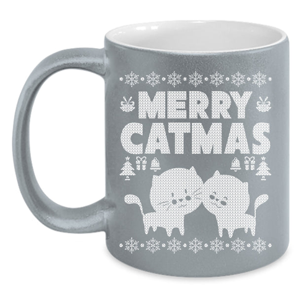 Merry Catmas Coffee Mug, Cute Gift For Cat Lovers Coffee Cup