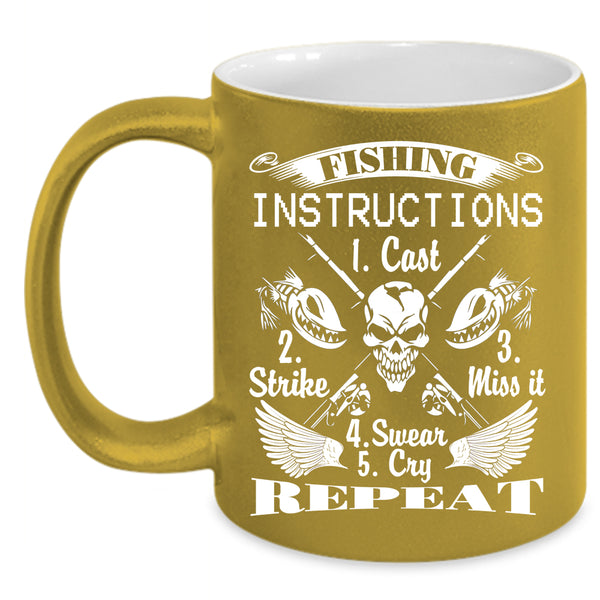 Fishing Instructions Coffee Mug, Cool Fisher Coffee Cup
