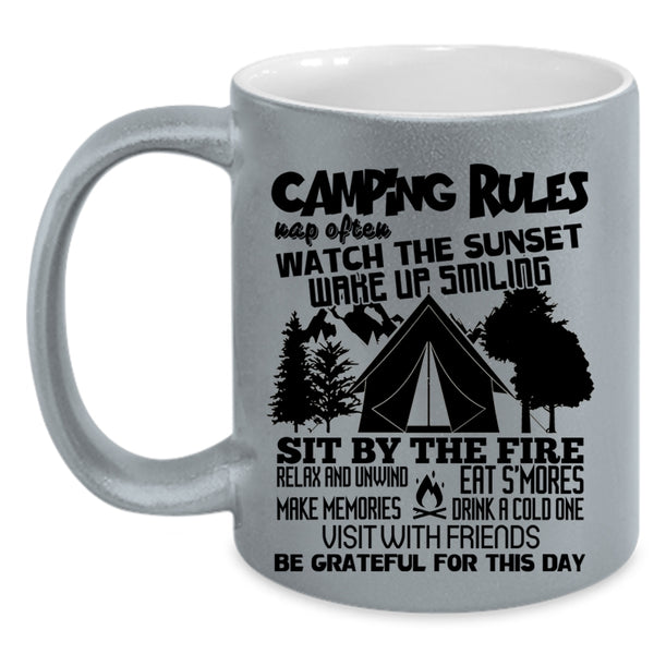 Awesome Gift For Camper Coffee Mug, Camping Rules Accent Mug