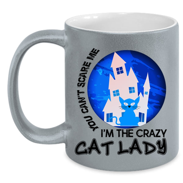 Cool Halloween Coffee Mug, I'm The Crazy Cat Lady Accent Mug