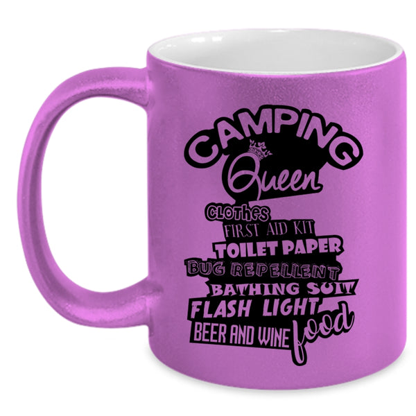 Beer And Wine Coffee Mug, Camping Queen Accent Mug
