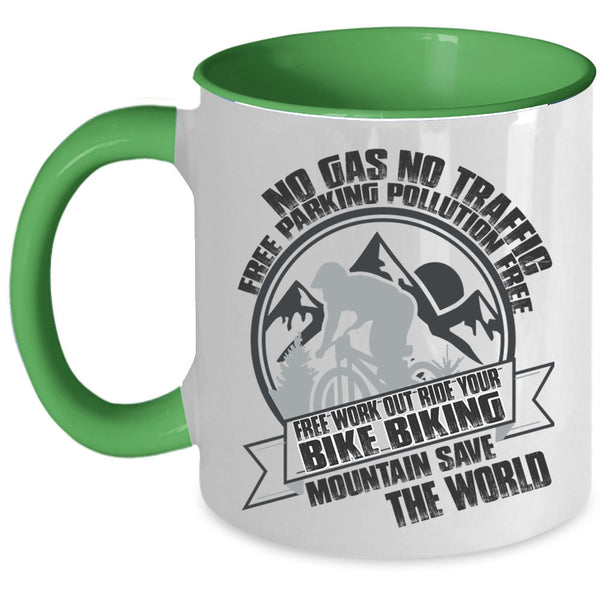 Biking Mountain Save The World Coffee Mug, Ride Your Bike Accent Mug