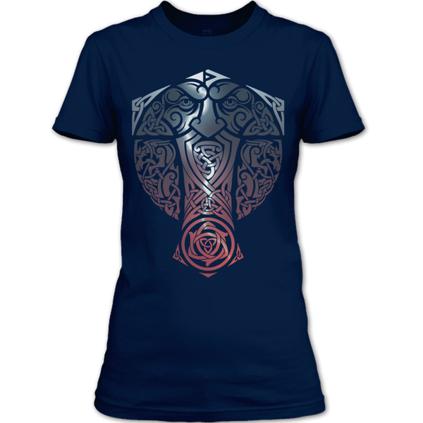 A black t-shirt with the shopify logo