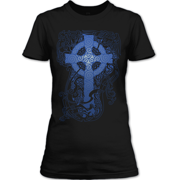 A black t-shirt with the shopify logo