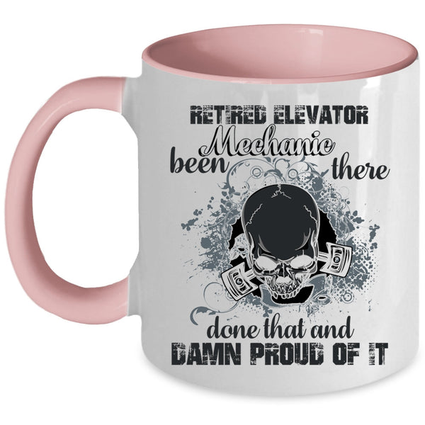Cool Retirement Coffee Mug, Ritired Elevator Mechanic Accent Mug