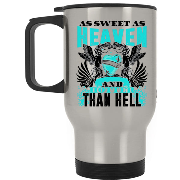 Hotter Than Hell Travel Mug, As Sweet As Heaven Mug
